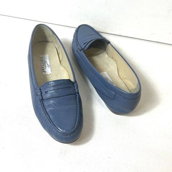 Trotters Flats Womens 11 N Blue Faux Leather Penny Loafer Comfort Casual Slip On - Picture 3 of 11